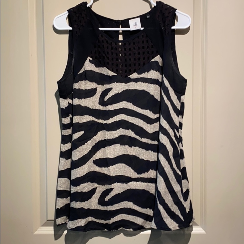 Cabi sleeveless zebra printed blouse